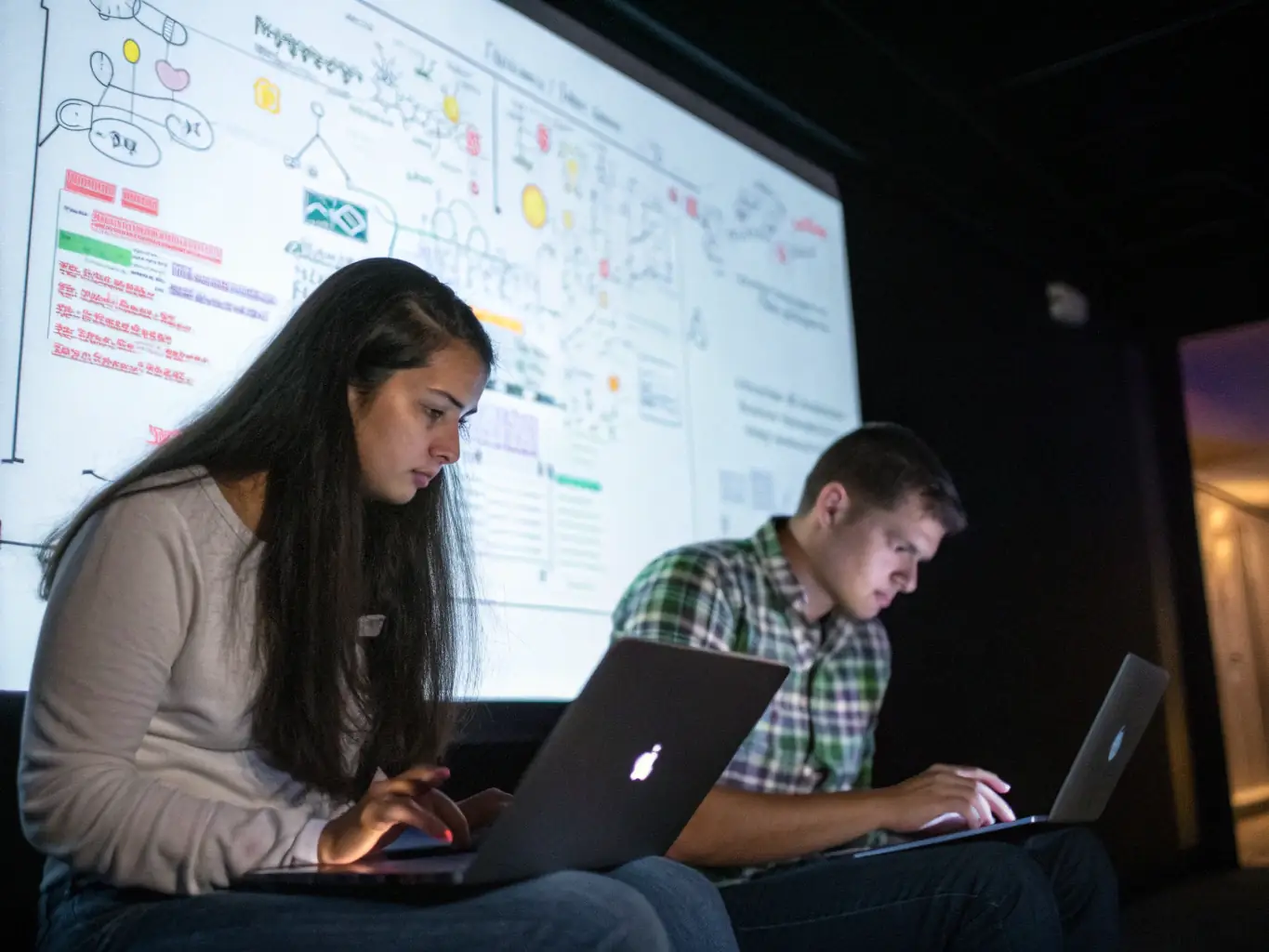 An AI chatbot interface being designed by students, highlighting the integration of artificial intelligence in customer support systems.