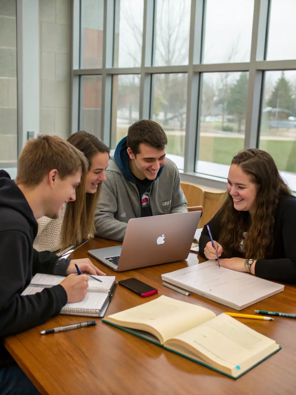 A group of students collaborating on a web development project, showcasing teamwork and practical application of coding skills at discoursebox.site.
